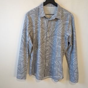 Lululemon Airing Easy Long Sleeve Button Up Shirt Ventlight Mesh Flat Cut Ocean